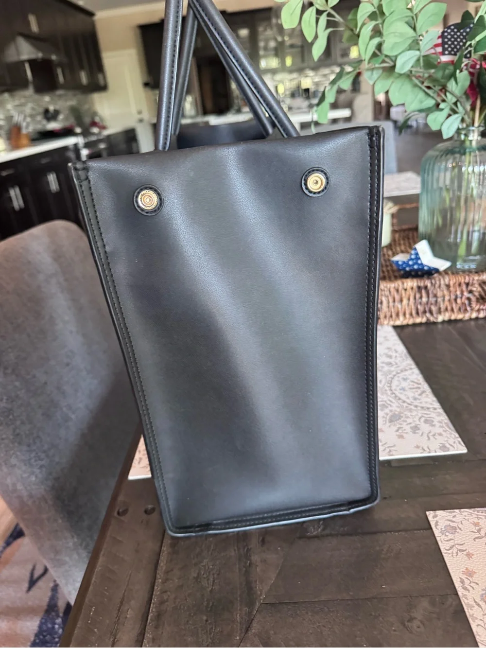 Tory Burch Black Leather Logo Tote